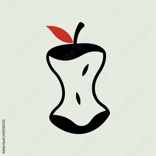 Graphic Illustration of an Eaten Apple Core