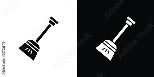 Snow shovel icon in flat version on black and white background