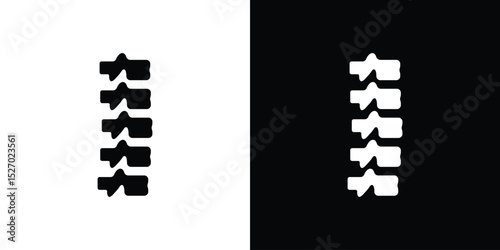 Spine icon in flat version on black and white background