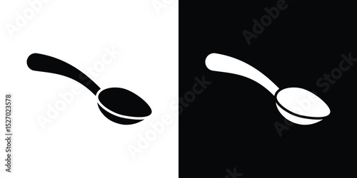 Spoon icon in flat version on black and white background