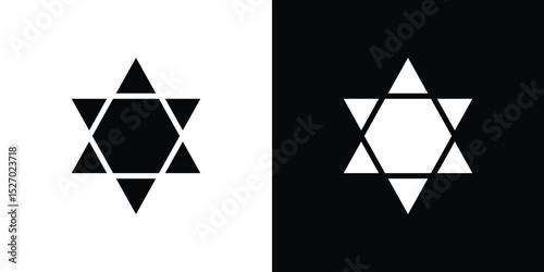 Star of David icon in flat version on black and white background