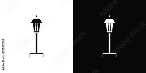 Street lamp icon in flat version on black and white background