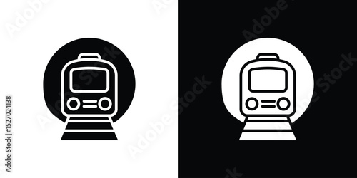 Subway icon in flat version on black and white background