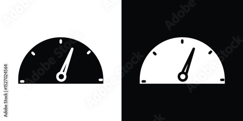 Tachometer icon in flat version on black and white background