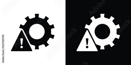 Technical warning icon in flat version on black and white background