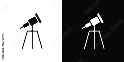 Telescope icon in flat version on black and white background