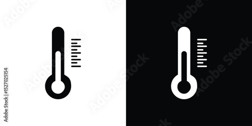 Thermometer icon in flat version on black and white background