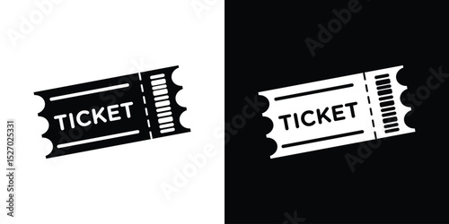 Ticket stub icon in flat version on black and white background