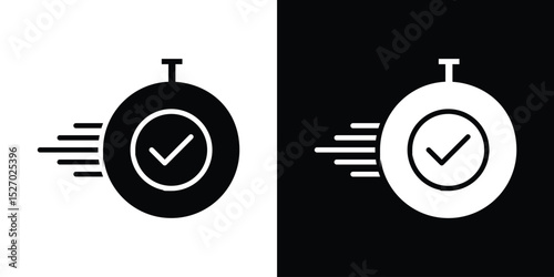 Time fast icon in flat version on black and white background