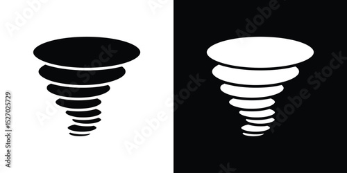 Tornado icon in flat version on black and white background