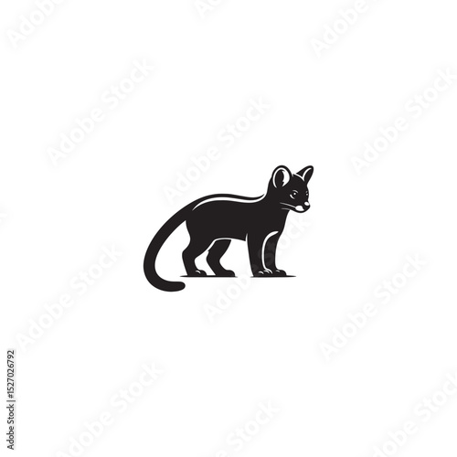 **"Sleek Fossa Vector Silhouette: Agile Madagascar Predator Design Featuring Lean Body, Long Tail, and Dynamic Pose in Clean, Minimalist Style for Crafts and Digital Art"**
