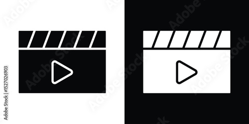 Video icon in flat version on black and white background