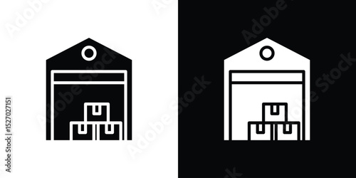 Warehouse icon in flat version on black and white background