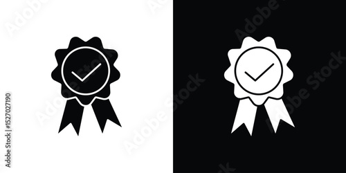 Warranty icon in flat version on black and white background