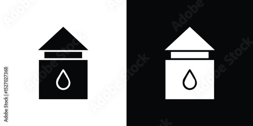 Water tank icon in flat version on black and white background