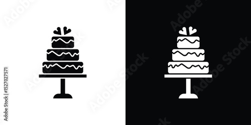 Wedding cake icon in flat version on black and white background