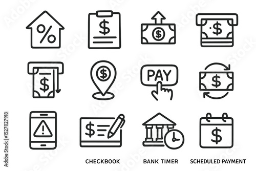 Financial icons for online payments and banking tools