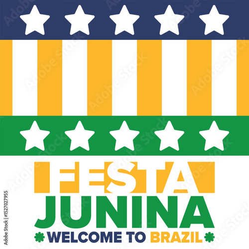 Festa Junina in Brazil. Brazilian festival. Happy holiday. Brazil flag. Carnival and parade. Summer fun party. Vector illustration