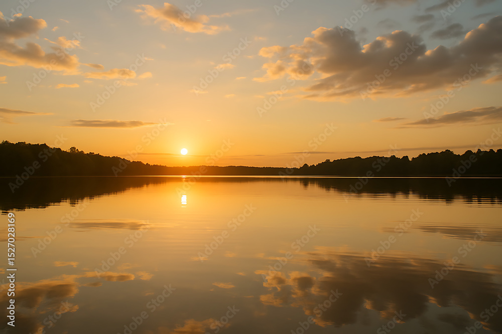 Obraz premium Lake Sunset with Cloud Reflections