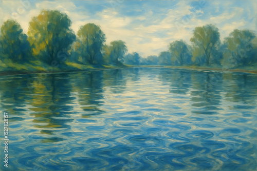 River Landscape with Tree Reflections