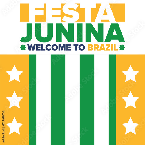 Festa Junina in Brazil. Brazilian festival. Happy holiday. Brazil flag. Carnival and parade. Summer fun party. Vector illustration