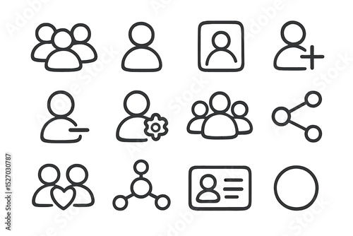 Social media icons on dark background with network and profile symbols