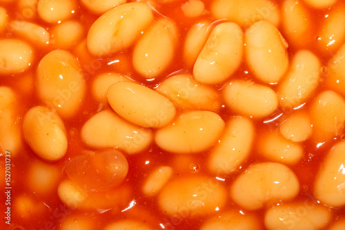 Close up of baked beans in tomato sauce