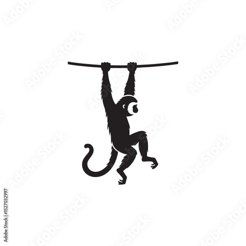 **"Energetic Gibbon Vector Silhouette: Agile Primate Design Featuring Long Arms, Dynamic Pose, and Playful Expression in Clean, Minimalist Style for Crafts and Digital Art"**
