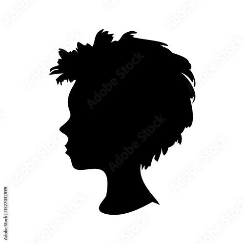 Profile silhouette of afro girl with transparent background black vector
