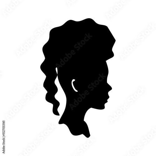 Modern silhouette of woman face with elegant curl and afro texture on vector
