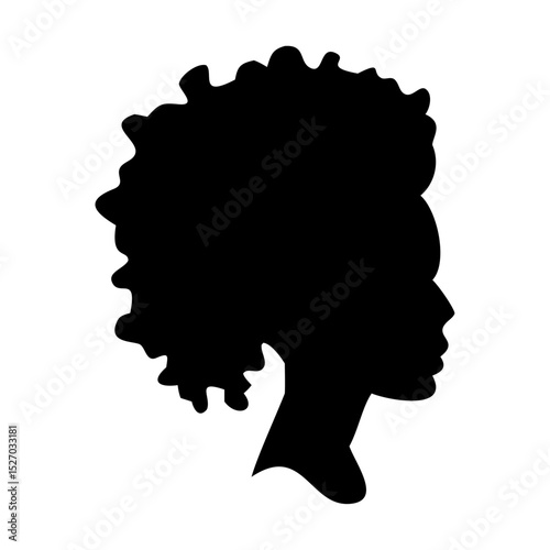 Cultural afro silhouette with outlined profile and curly hairstyle in modern vector
