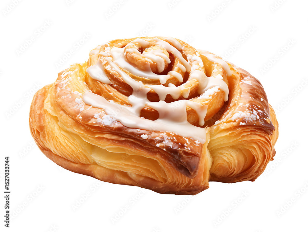 Fototapeta premium Danish pastry with glaze isolated on transparent background