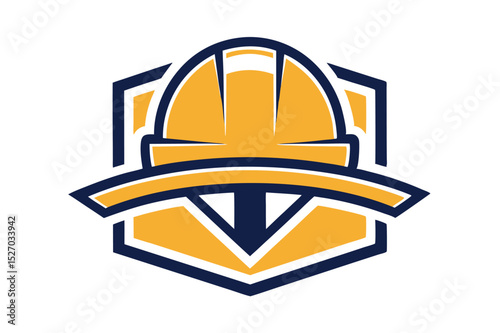 Safety helmet and ribbon vector illustration clipart for industrial, construction, or work environment hazard prevention and protection
