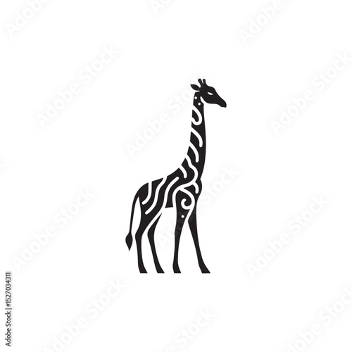 **"Elegant Giraffe Vector Silhouette: Tall African Mammal Design Featuring Long Neck, Distinctive Spots, and Graceful Stance in Clean, Minimalist Style for Crafts and Digital Art"**
