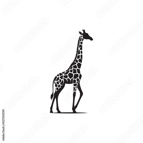 **"Elegant Giraffe Vector Silhouette: Tall African Mammal Design Featuring Long Neck, Distinctive Spots, and Graceful Stance in Clean, Minimalist Style for Crafts and Digital Art"**
