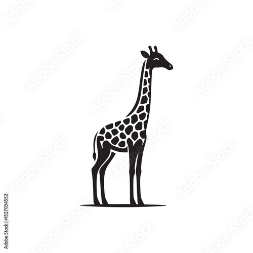 **"Elegant Giraffe Vector Silhouette: Tall African Mammal Design Featuring Long Neck, Distinctive Spots, and Graceful Stance in Clean, Minimalist Style for Crafts and Digital Art"**
