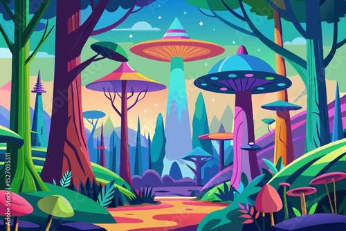 An abstract vector illustration of a tropical island beach with an umbrella, perfect for a summer holiday travel design