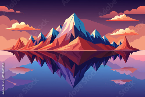 Sunset mountain landscape with blue sky and snow, illustrating a serene winter nature travel