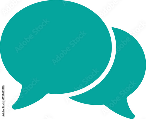 Two teal speech bubbles representing communication and dialogue