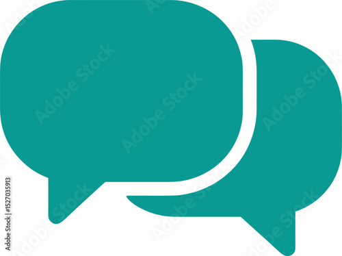 Two teal speech bubbles representing communication and dialogue