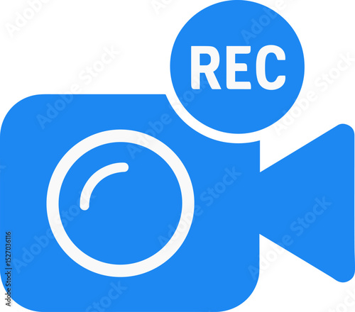 Video camera is recording, showing rec symbol, video production concept