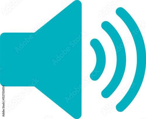 Turquoise volume speaker icon emitting sound waves