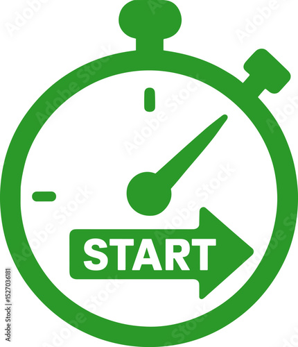 Green stopwatch starting, beginning, or starting a race