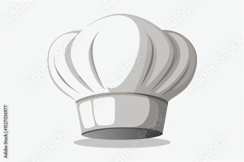 White chef hat on grey background, showcasing culinary profession attire, representing food service, cooking, baking, and culinary arts vector illustration