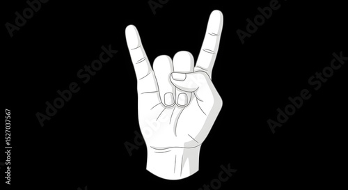 Rock Hand Gesture Line Art