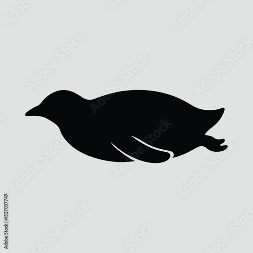 Swimming cormorant bird elegant black silhouette Vector