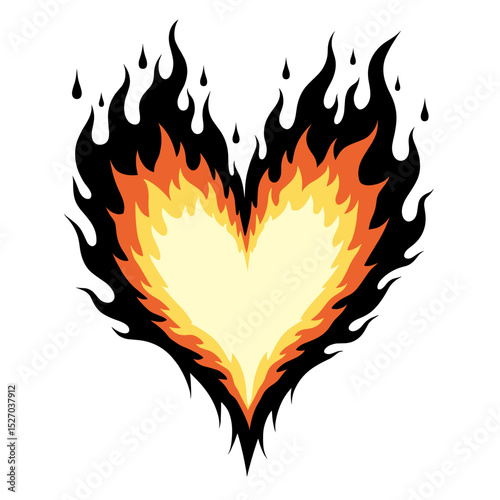 A fiery heart icon, a visual representation of love, passion, and intensity, the flame design evokes a sense of warmth and emotional depth. 