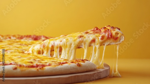 Pizza menu poster mockup with cheese pull and price bubble