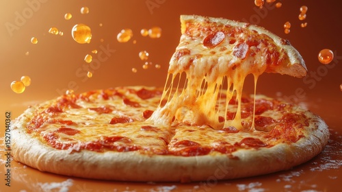 Pizza menu poster mockup with cheese pull and price bubble
