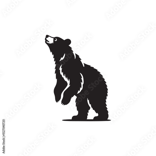 **"Powerful Grizzly Bear Vector Silhouette: Massive Wild Bear Design Featuring Strong Build, Intimidating Stance, and Natural Majesty in Clean, Minimalist Style for Crafts and Digital Art"**
